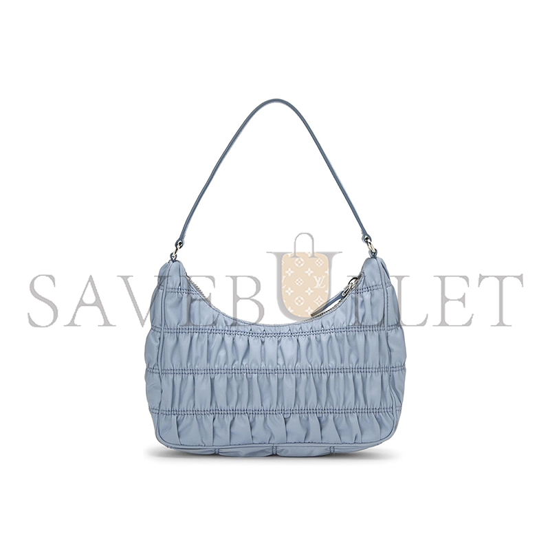 PRADA BLUE TESSUTO NYLON GAUFRE SHOULDER BAG MINI 1NE204 (22*13*6cm)
